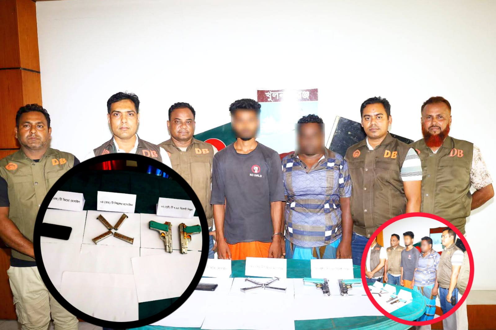 ডিবি পুলিশের অভিযানে শার্শায় ২টি বিদেশী পিস্তল ৪টি ম্যাগাজিনসহ আটক-২